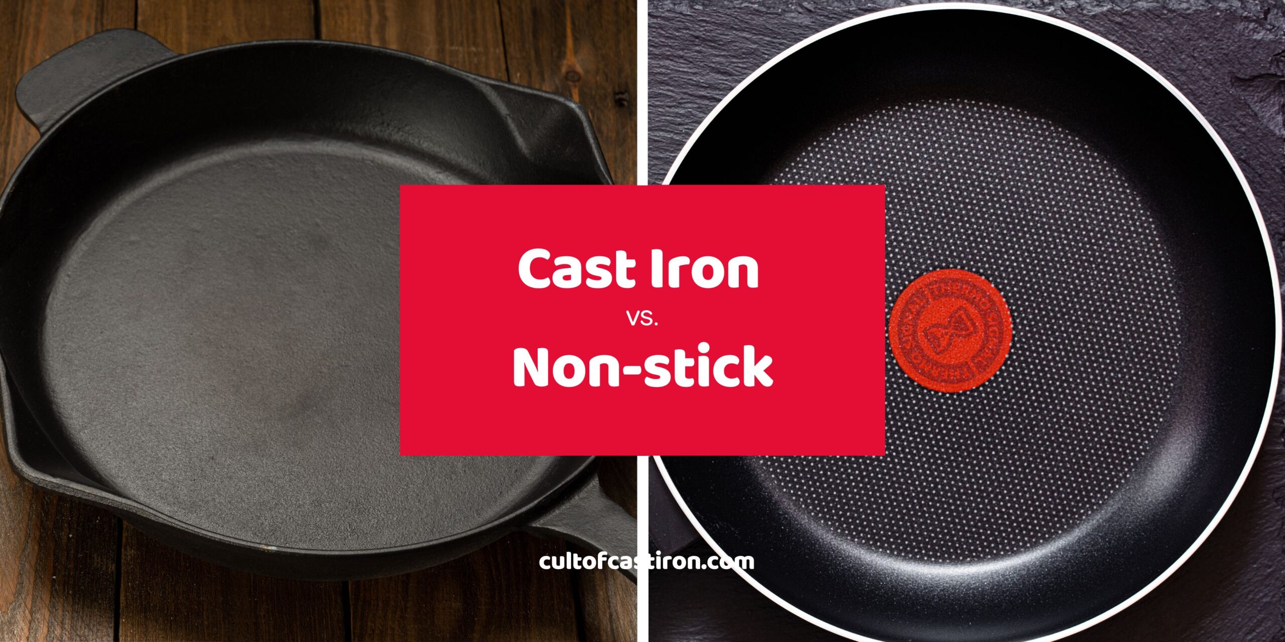 cast iron vs non stick cookware banner